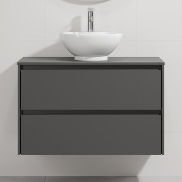 Έπιπλο μπάνιου με νιπτήρα TRONDHEIM/DRAMMEN 90x57x46 cm, ανθρακί/λευκό