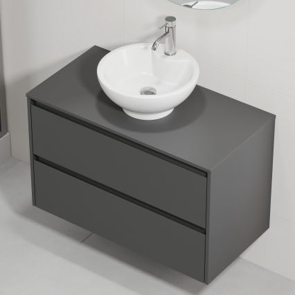 Έπιπλο μπάνιου με νιπτήρα TRONDHEIM/DRAMMEN 90x57x46 cm, ανθρακί/λευκό