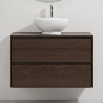 Έπιπλο μπάνιου με νιπτήρα TRONDHEIM/DRAMMEN 90x57x46 cm καρυδιά/λευκό