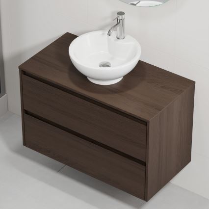 Έπιπλο μπάνιου με νιπτήρα TRONDHEIM/DRAMMEN 90x57x46 cm καρυδιά/λευκό
