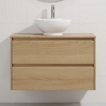 Έπιπλο μπάνιου με νιπτήρα TRONDHEIM/DRAMMEN 90x57x46 cm δρυς/λευκό