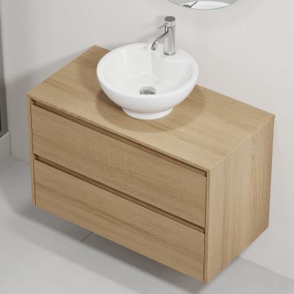 Έπιπλο μπάνιου με νιπτήρα TRONDHEIM/DRAMMEN 90x57x46 cm δρυς/λευκό