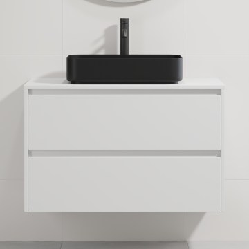 Έπιπλο μπάνιου με νιπτήρα TRONDHEIM/LJORDAL 90x57x46 cm λευκό/μαύρο