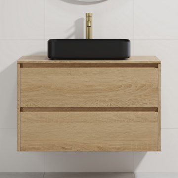 Έπιπλο μπάνιου με νιπτήρα TRONDHEIM/LJORDAL 90x57x46 cm δρυς/μαύρο