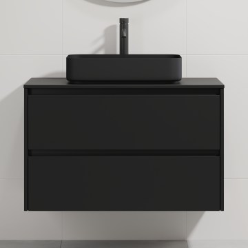 Έπιπλο μπάνιου με νιπτήρα TRONDHEIM/LJORDAL 90x57x46 cm μαύρο