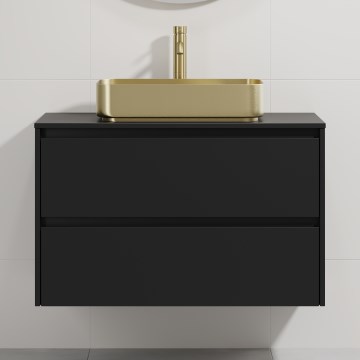 Έπιπλο μπάνιου με νιπτήρα TRONDHEIM/LJORDAL 90x57x46 cm μαύρο/μπρούτζινο