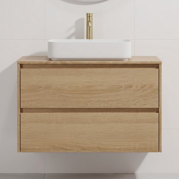 Έπιπλο μπάνιου με νιπτήρα TRONDHEIM/LJORDAL 90x57x46 εκ., σε δρυς/λευκό