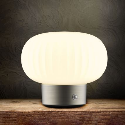 Επιτραπέζια λάμπα αφής dimming LED LATTE LED/1,8W/5V USB 2000 mAh ματ χρώμιο/λευκό