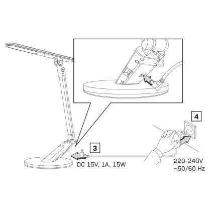 Επιτραπέζια λάμπα αφής dimming LED OPTIMUM LED/7W/230V USB 3000/4000/6000K λευκό