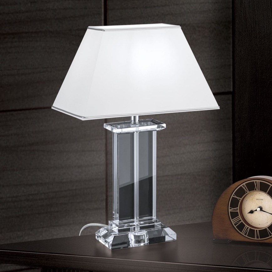 Επιτραπέζια κρυστάλλινη λάμπα VERONIQUE 1xE27/60W/230V λευκό/διαφανής
