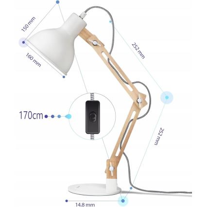 Επιτραπέζιο φωτιστικό 1xE27/40W/230V λευκό