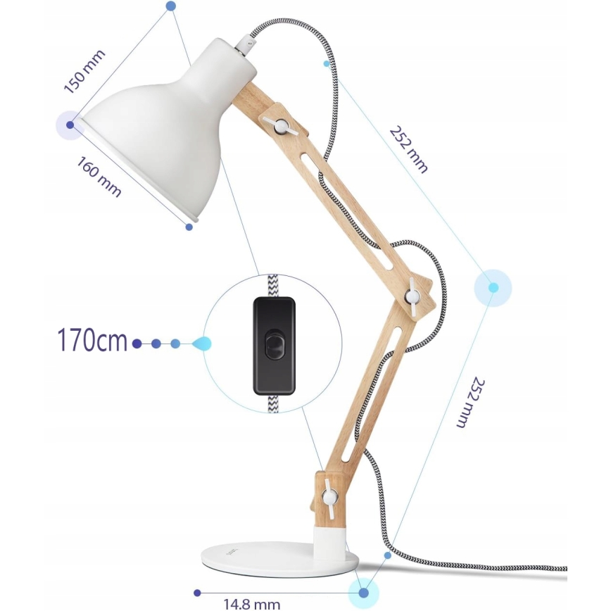 Επιτραπέζιο φωτιστικό 1xE27/40W/230V λευκό