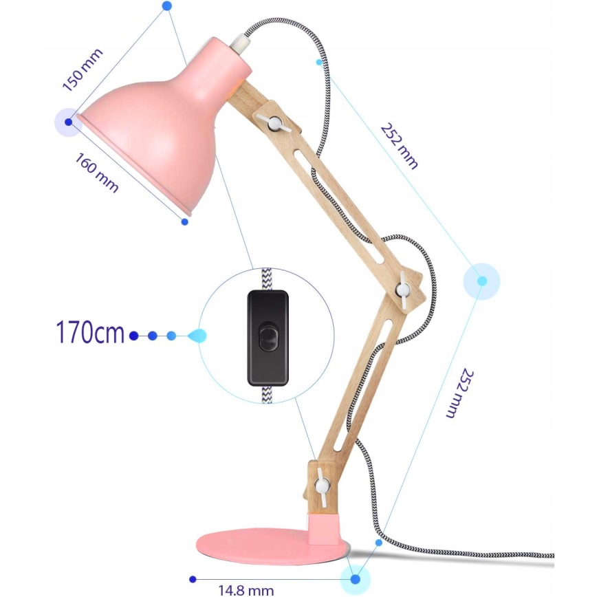 Επιτραπέζιο φωτιστικό 1xE27/40W/230V ροζ