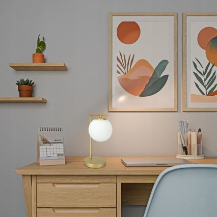 Επιτραπέζιο φωτιστικό 1xE27/40W/230V χρυσό/λευκό