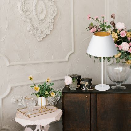 Επιτραπέζιο φωτιστικό ARDEN 1xE27/60W/230V διάμ. 30 εκ. λευκό/χρυσό