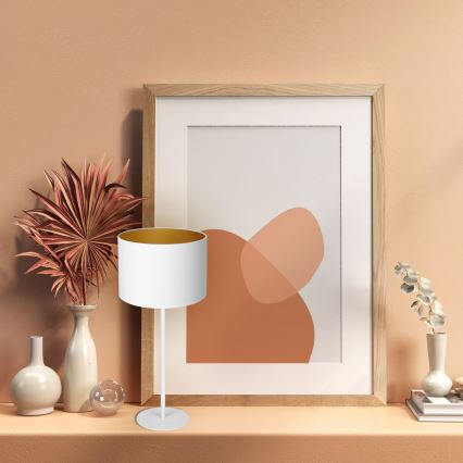 Επιτραπέζιο φωτιστικό ARDEN 1xE27/60W/230V διάμ. 25 εκ. λευκό/χρυσό