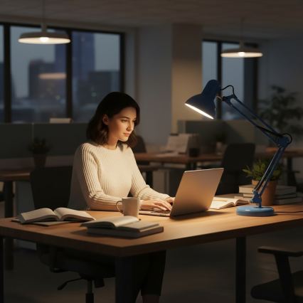 Επιτραπέζιο φωτιστικό AURIQ 1xE27/60W/230V μπλε