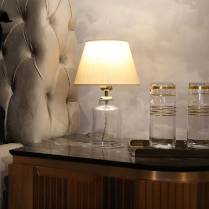 Επιτραπέζιο φωτιστικό AYD 1xE27/40W/230V μπεζ/διάφανο