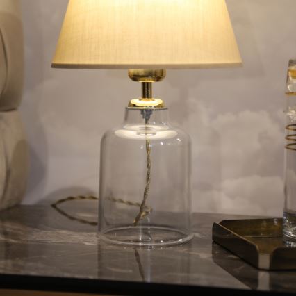 Επιτραπέζιο φωτιστικό AYD 1xE27/40W/230V μπεζ/διάφανο