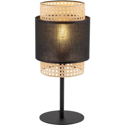 Επιτραπέζιο φωτιστικό BOHO 1xE27/15W/230V μαύρο/ρατάν