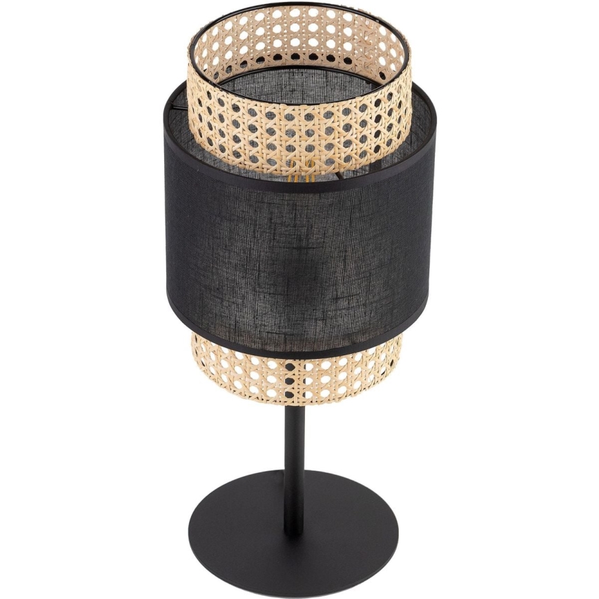 Επιτραπέζιο φωτιστικό BOHO 1xE27/15W/230V μαύρο/ρατάν