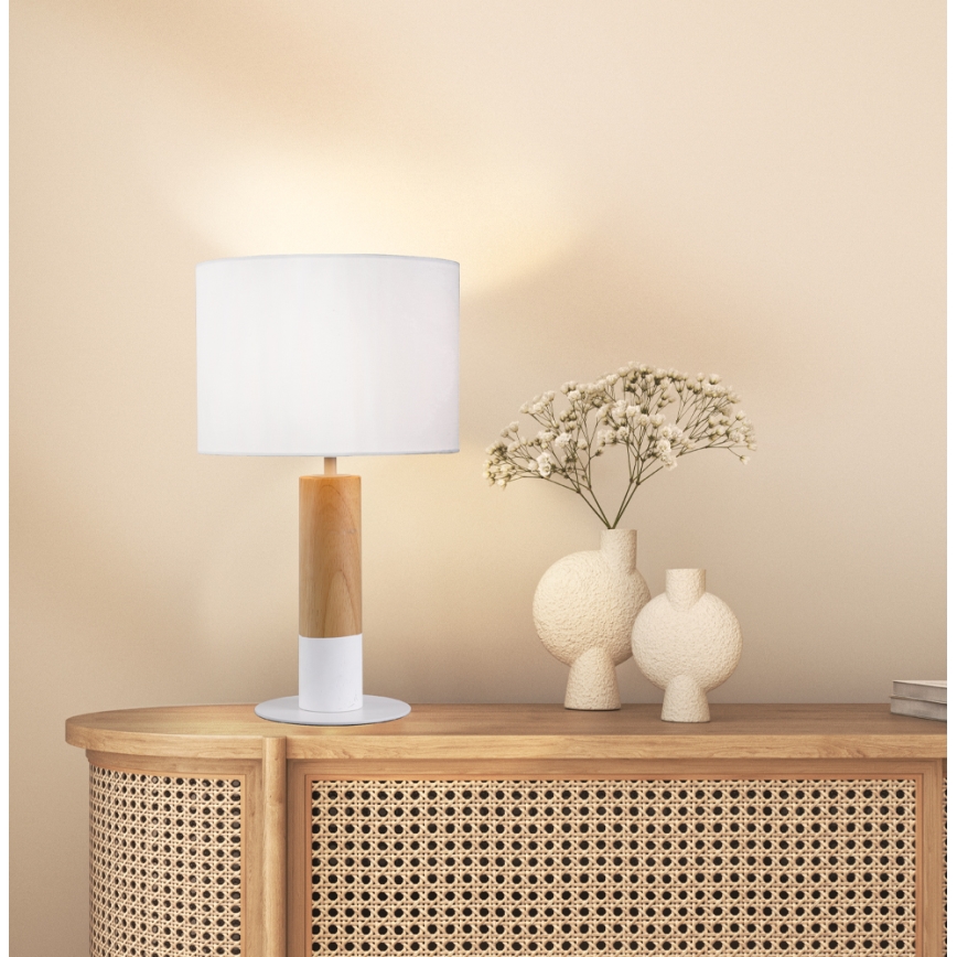 Επιτραπέζιο φωτιστικό CARROL 1xE27/40W/230V λευκό/καφέ