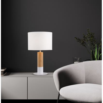 Επιτραπέζιο φωτιστικό CARROL 1xE27/40W/230V λευκό/καφέ