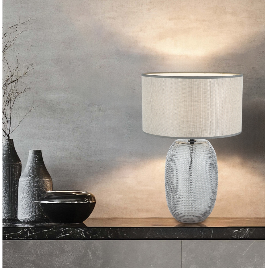 Επιτραπέζιο φωτιστικό JENIFER 1xE27/40W/230V γκρι/καπνιστό