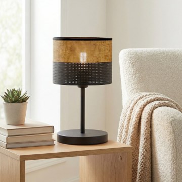 Επιτραπέζιο φωτιστικό KARBON 1xE27/15W/230V μαύρο/καφέ