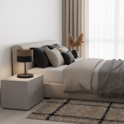 Επιτραπέζιο φωτιστικό KARBON 1xE27/15W/230V μαύρο/καφέ