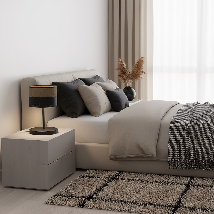 Επιτραπέζιο φωτιστικό KARBON 1xE27/15W/230V μαύρο/καφέ