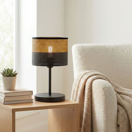 Επιτραπέζιο φωτιστικό KARBON 1xE27/15W/230V μαύρο/καφέ