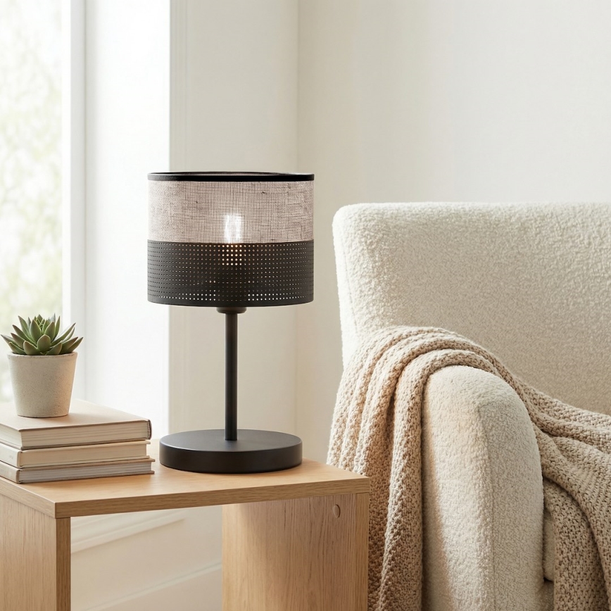 Επιτραπέζιο φωτιστικό KARBON 1xE27/15W/230V μαύρο/γκρι
