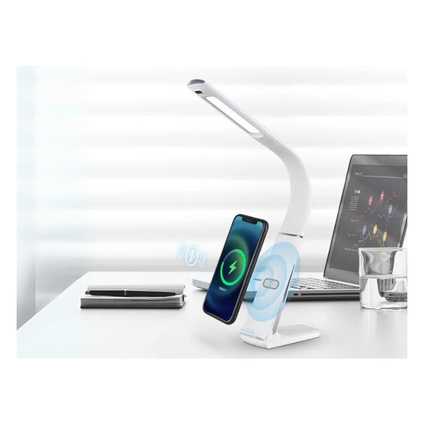 Επιτραπέζιο φωτιστικό LED Dimmable με ασύρματη φόρτιση και αισθητήρας LORD EVO LED/8W/230V 3000K/4500K/6000K λευκό