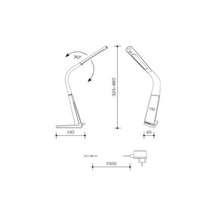 Επιτραπέζιο φωτιστικό LED Dimmable με ασύρματη φόρτιση και αισθητήρας LORD EVO LED/8W/230V 3000K/4500K/6000K λευκό