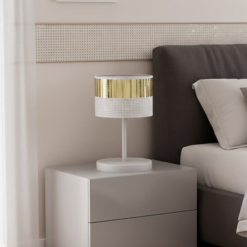 Επιτραπέζιο φωτιστικό LUX 1xE27/15W/230V λευκό/χρυσό