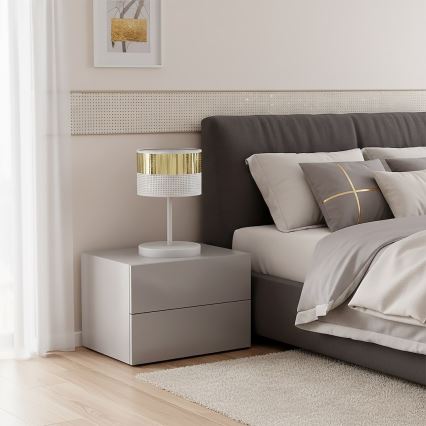 Επιτραπέζιο φωτιστικό LUX 1xE27/15W/230V λευκό/χρυσό