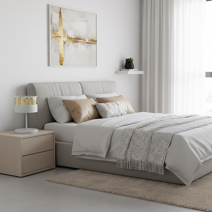 Επιτραπέζιο φωτιστικό LUX 1xE27/15W/230V λευκό/χρυσό