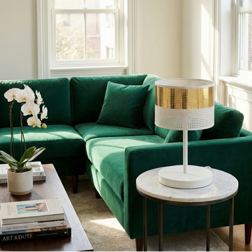 Επιτραπέζιο φωτιστικό LUX 1xE27/15W/230V λευκό/χρυσό