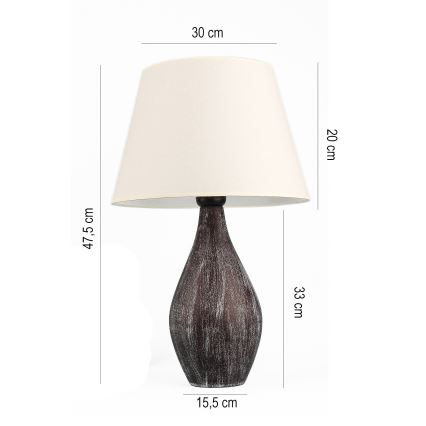 Επιτραπέζιο φωτιστικό RAMZES 1xE27/40W/230V λευκό/καφέ