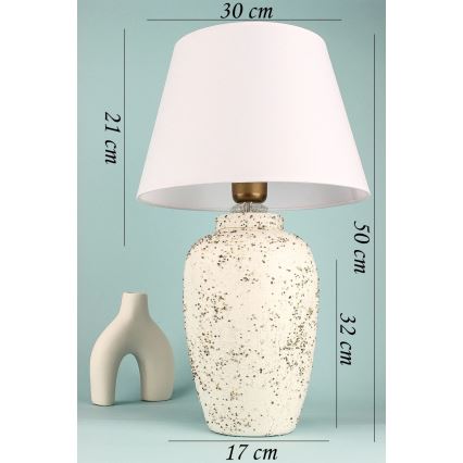 Επιτραπέζιο φωτιστικό RAMZES 1xE27/40W/230V λευκό/κρεμ