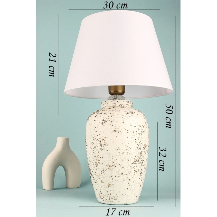 Επιτραπέζιο φωτιστικό RAMZES 1xE27/40W/230V λευκό/κρεμ