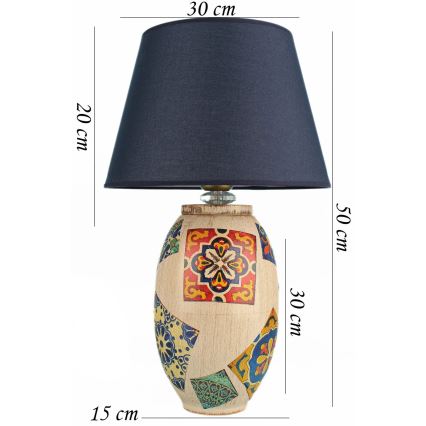 Επιτραπέζιο φωτιστικό RAMZES 1xE27/40W/230V μπλε/μπεζ