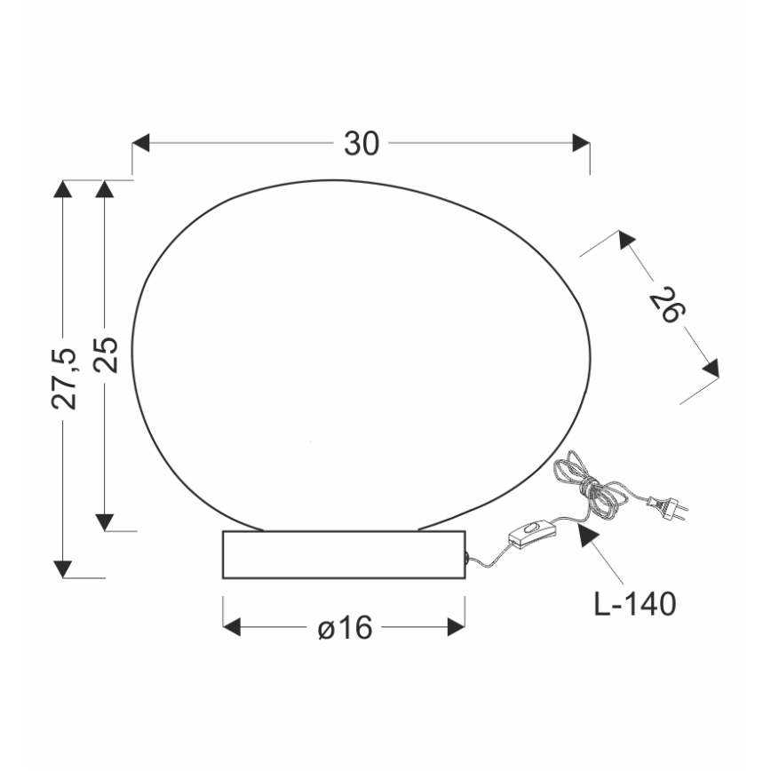 Επιτραπέζιο φωτιστικό STONES 1xE27/40W/230V, μαύρο