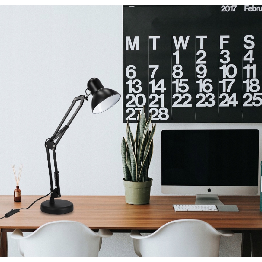 Επιτραπέζιο φωτιστικό με κλιπ 2 σε 1 1xE27/60W/230V μαύρο