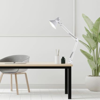 Επιτραπέζιο φωτιστικό με κλιπ WORKER 1xE27/10W/230V λευκό