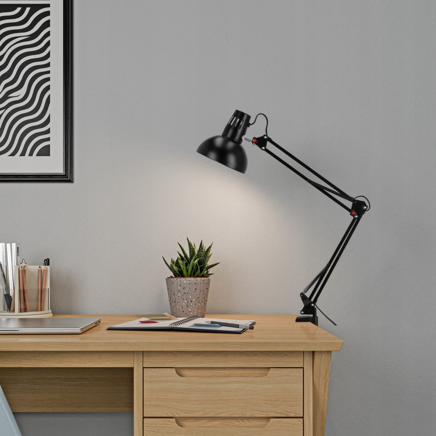 Επιτραπέζιο φωτιστικό με σφιγκτήρα 1xE27/60W/230V μαύρο