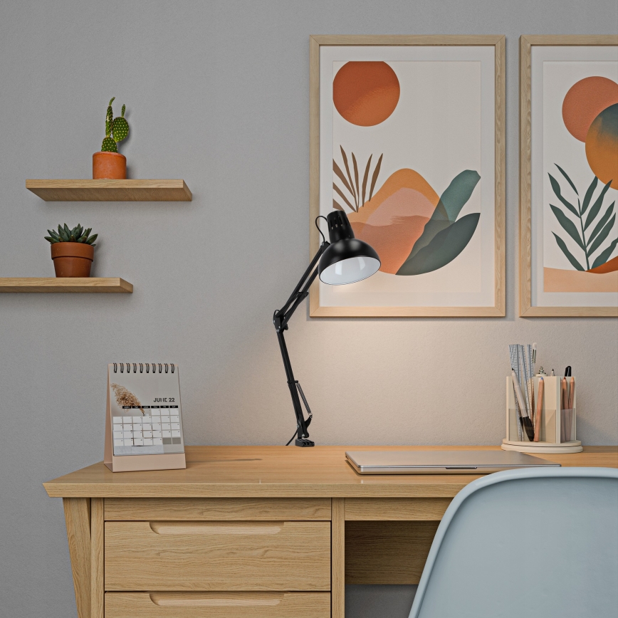 Επιτραπέζιο φωτιστικό με σφιγκτήρα 1xE27/60W/230V μαύρο