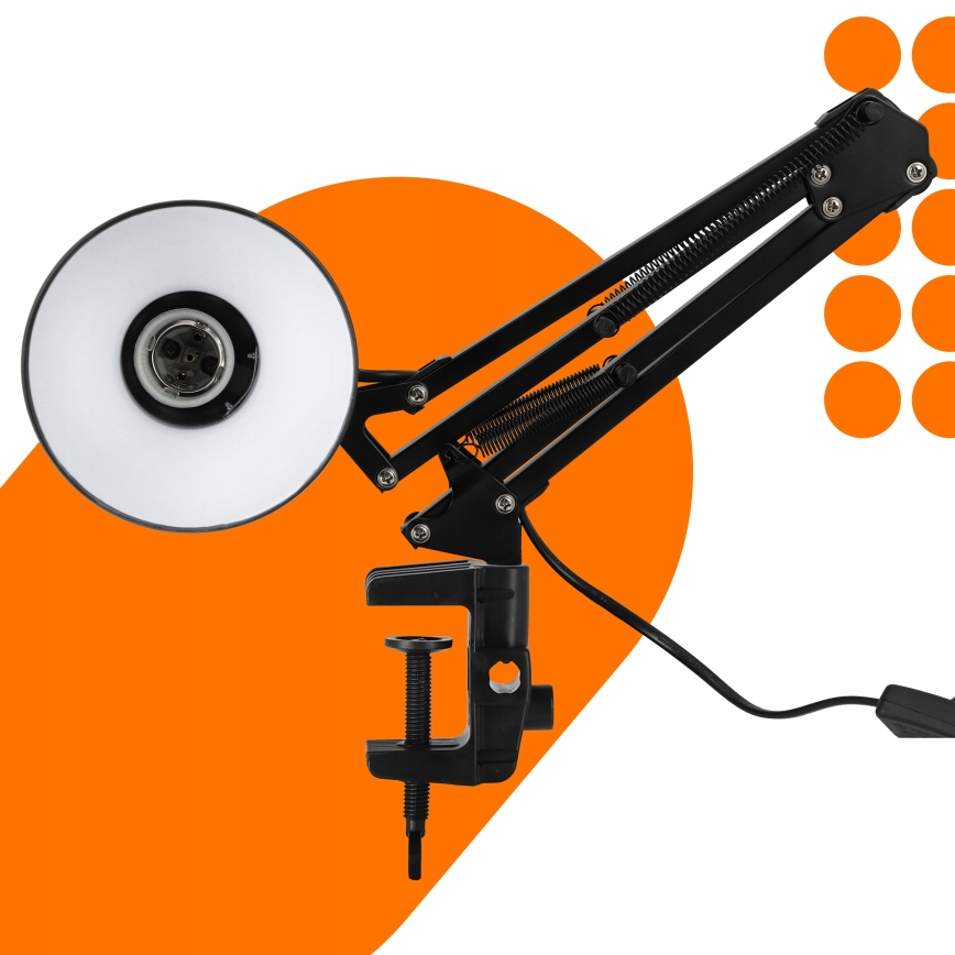 Επιτραπέζιο φωτιστικό με σφιγκτήρα 1xE27/60W/230V μαύρο