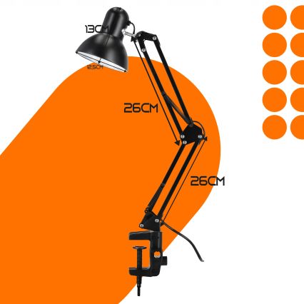 Επιτραπέζιο φωτιστικό με σφιγκτήρα 1xE27/60W/230V μαύρο